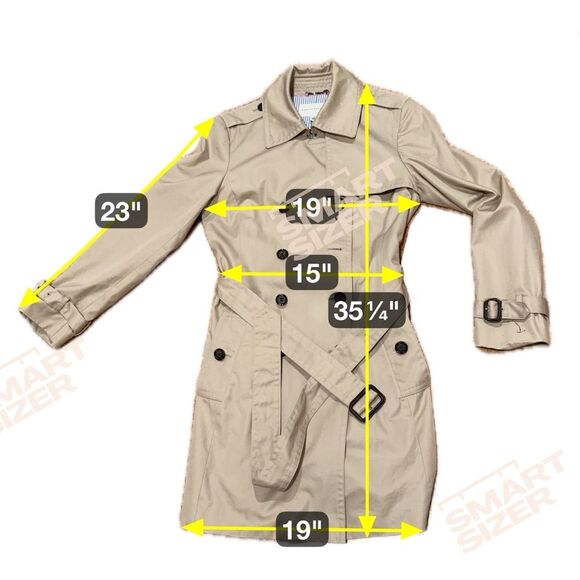 Banana Republic Trench-coat Vintage Tan Button down Size Medium Petite - Picture 6 of 9